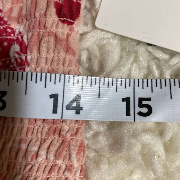 GUESS  CYPRESS RED PUFFED SLEEVES MAUVE PRINT SMOCKED MINI DRESS Sz ME… - Picture 12 of 16